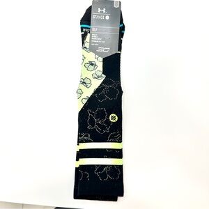 Under Armour Black and Lime Athletic Socks